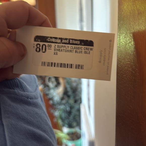 NWT Z supply size XS super super soft Blue Crewneck Sweatshirt - Picture 5 of 5